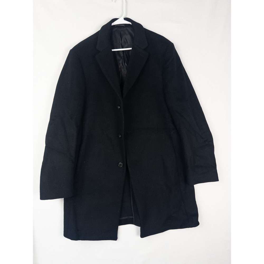 Reiss Overcoat Womens 2XL Black Wool Blend 3 Button Luxury Minimalist